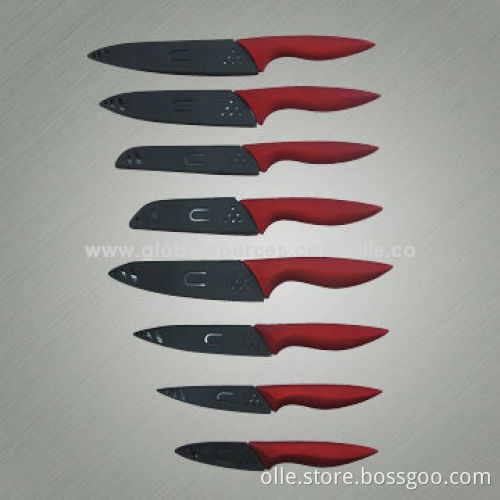 Black Blade Ceramic Knife with Red Metallic Painting ABS Handle